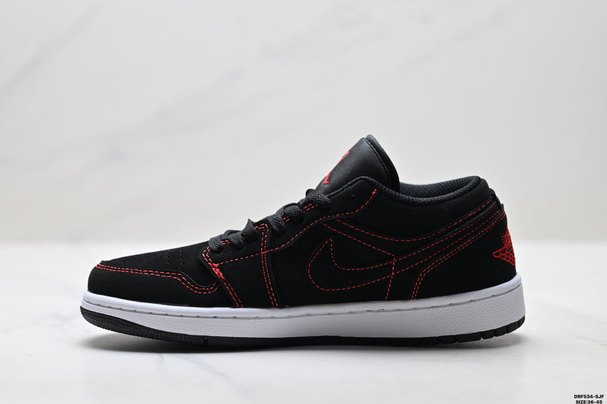 Nike Low-Top Sneakers Black Red Unisex Style 09 detail view 4