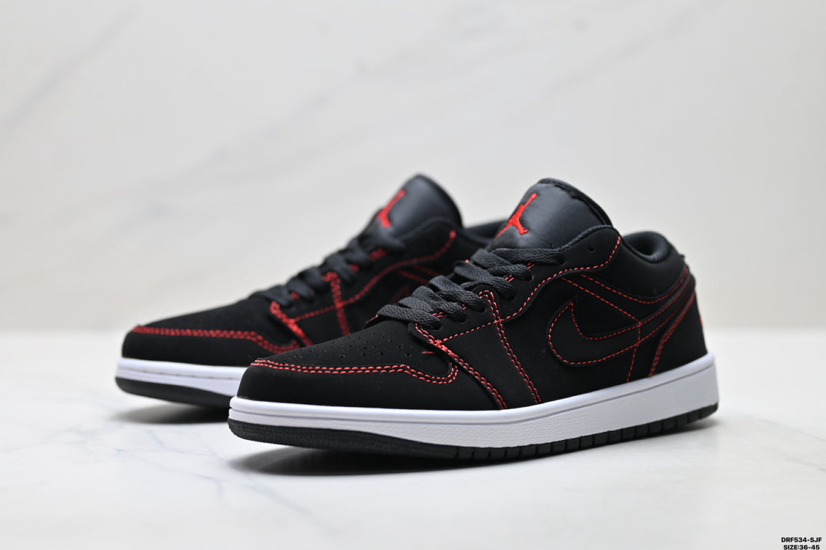 Nike Low-Top Sneakers Black Red Unisex Style 09 detail view 5