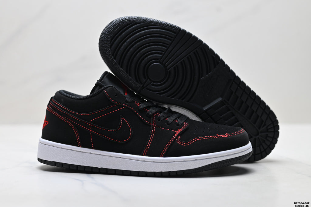 Nike Low-Top Sneakers Black Red Unisex Style 09 detail view 6