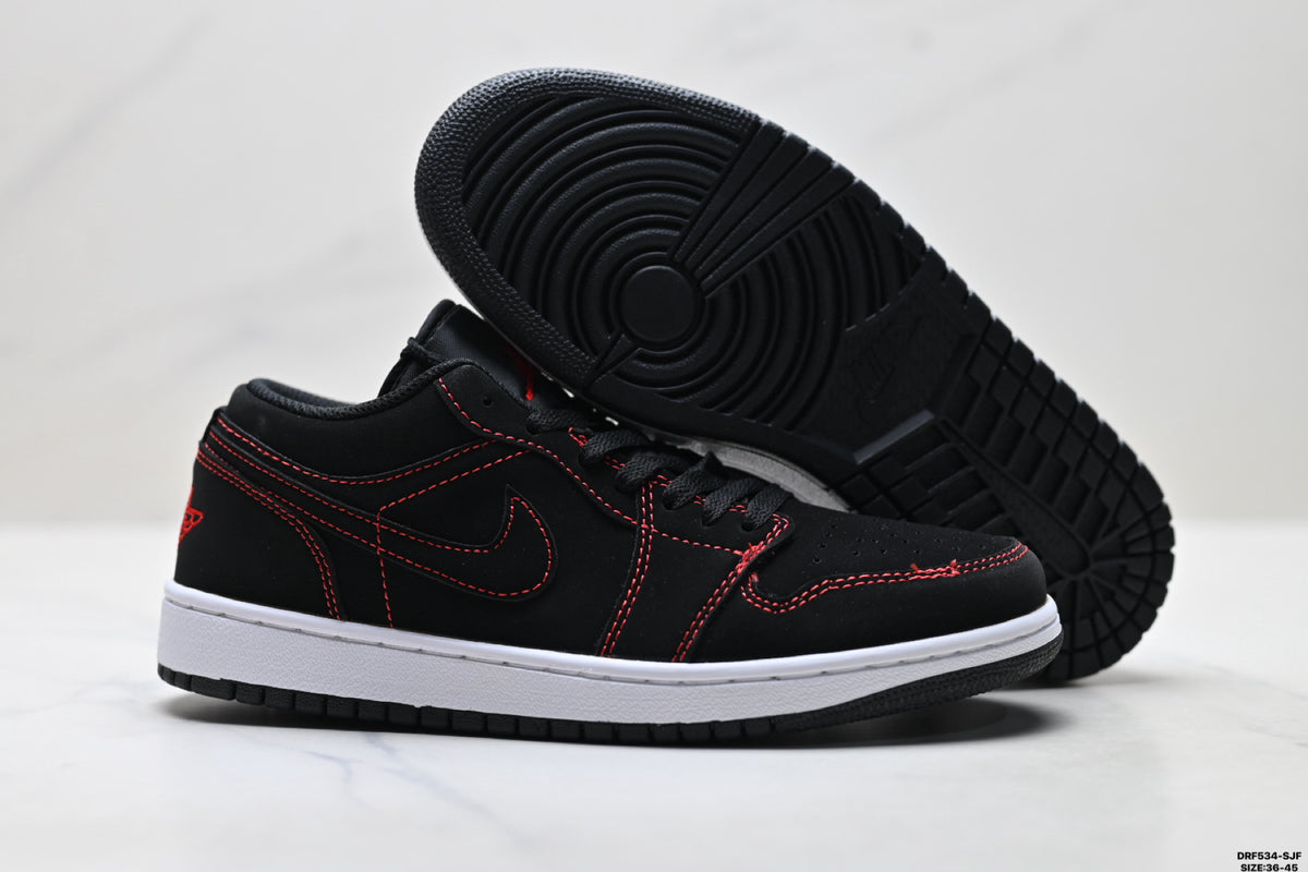 Nike Low-Top Sneakers Black Red Unisex Style 09 detail view 6