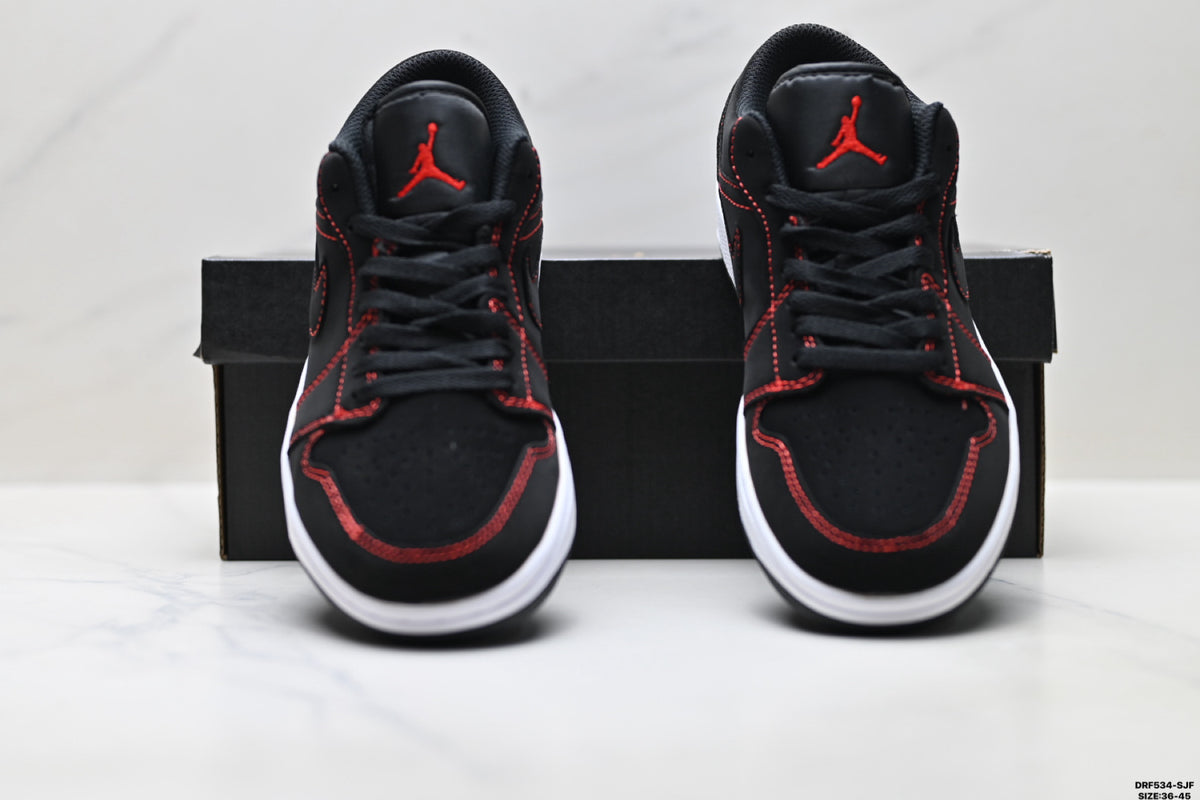 Nike Low-Top Sneakers Black Red Unisex Style 09 detail view 8