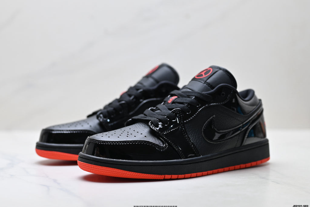 Nike Low-Top Sneakers Black Red Unisex Style 33 detail view 5