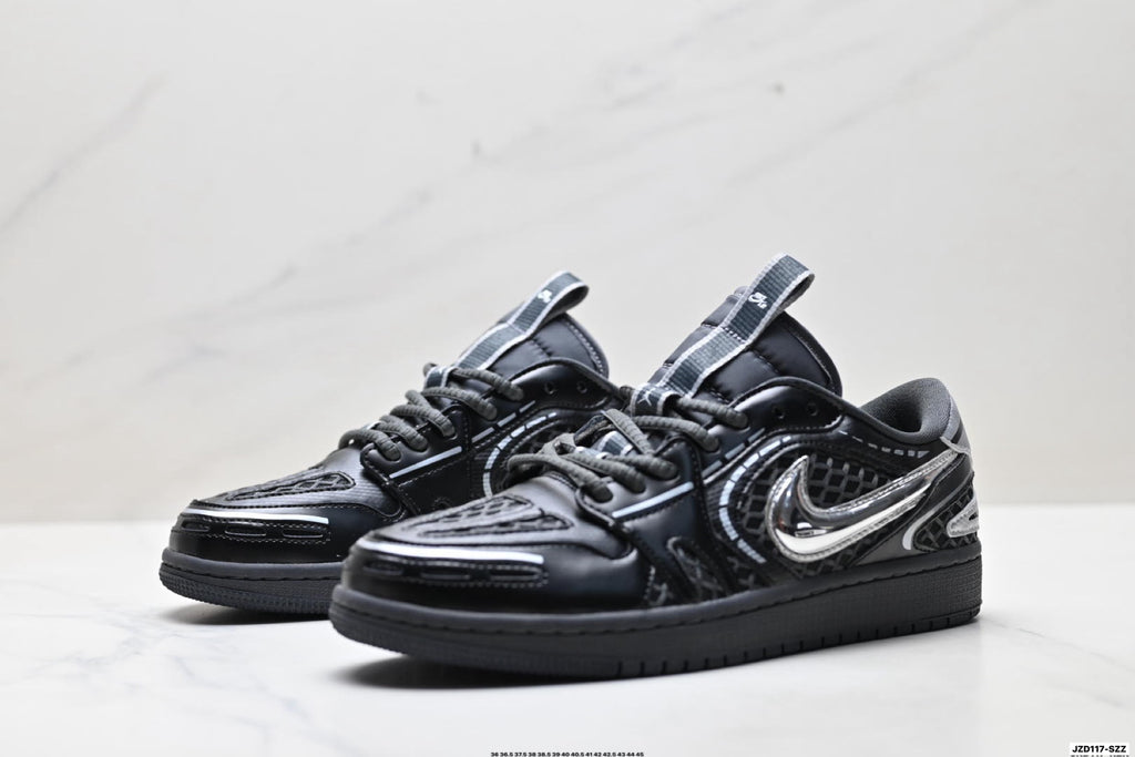 Nike Low-Top Sneakers Black Silver Monogram Unisex Collaboration Edition Style 15 detail view 5