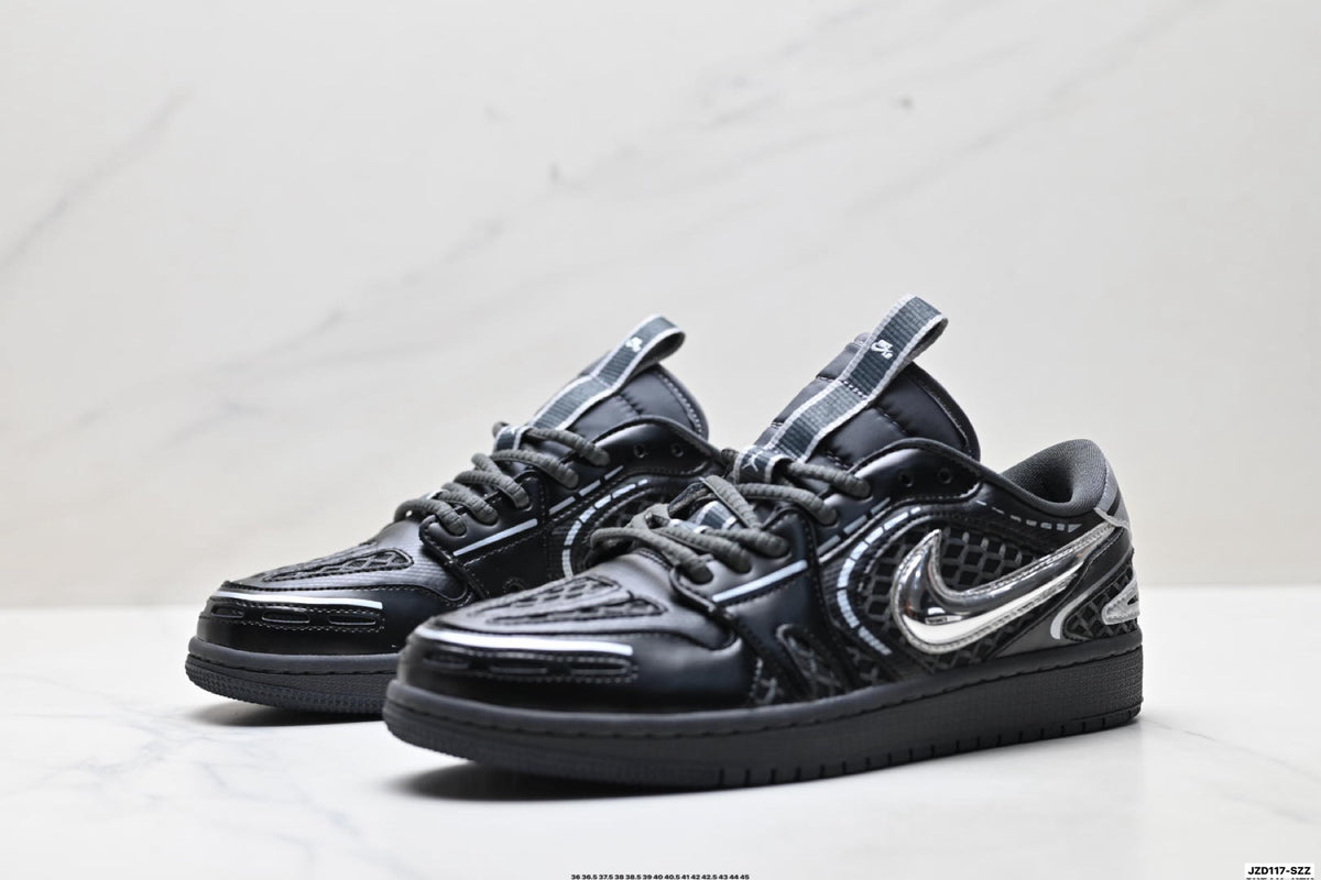 Nike Low-Top Sneakers Black Silver Monogram Unisex Collaboration Edition Style 15 detail view 5