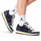 Nike Low-Top Sneakers Black White Purple Unisex Style 49 white background lifestyle main view