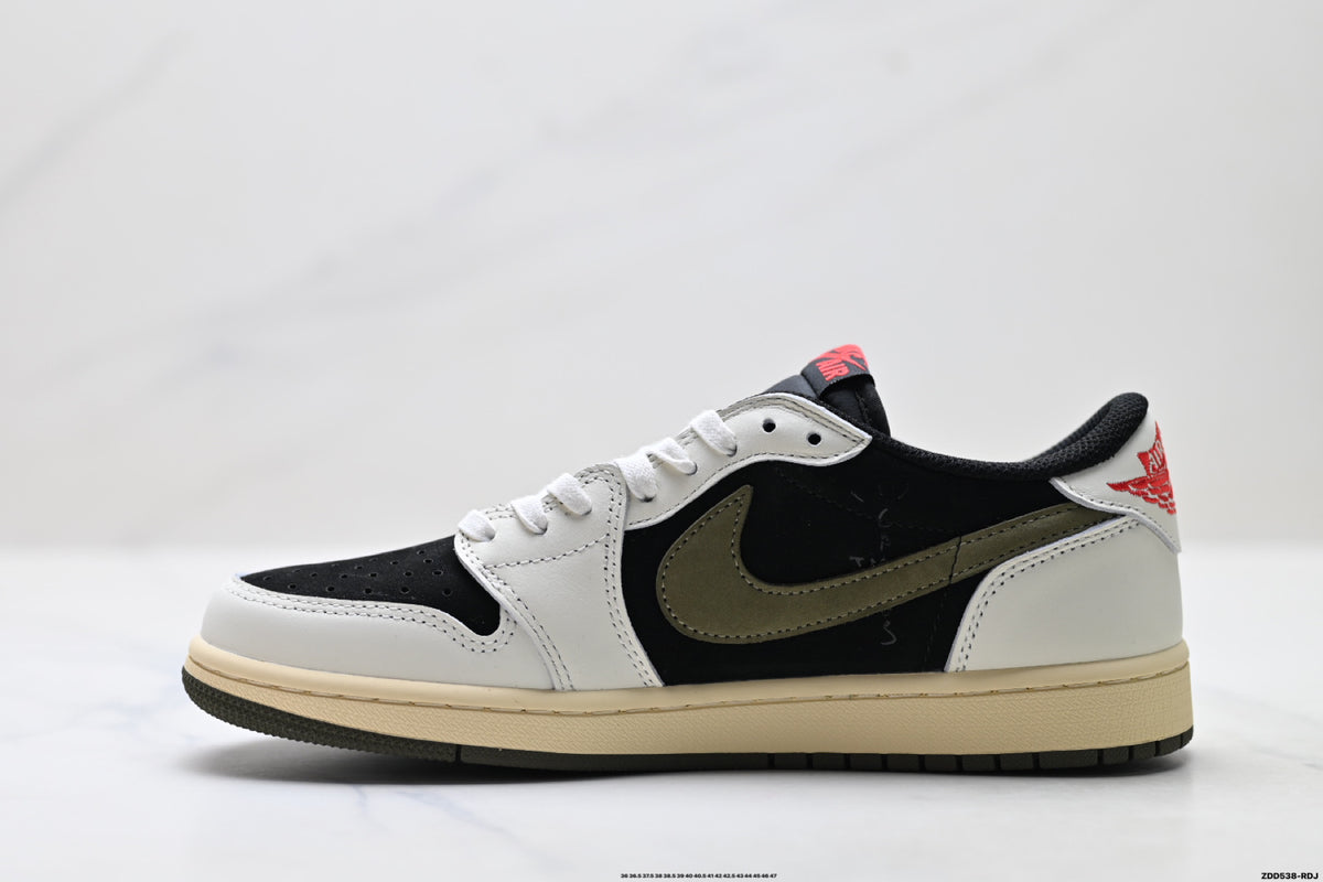 Nike Low-Top Sneakers Black White Red Unisex Style 42 detail view 4