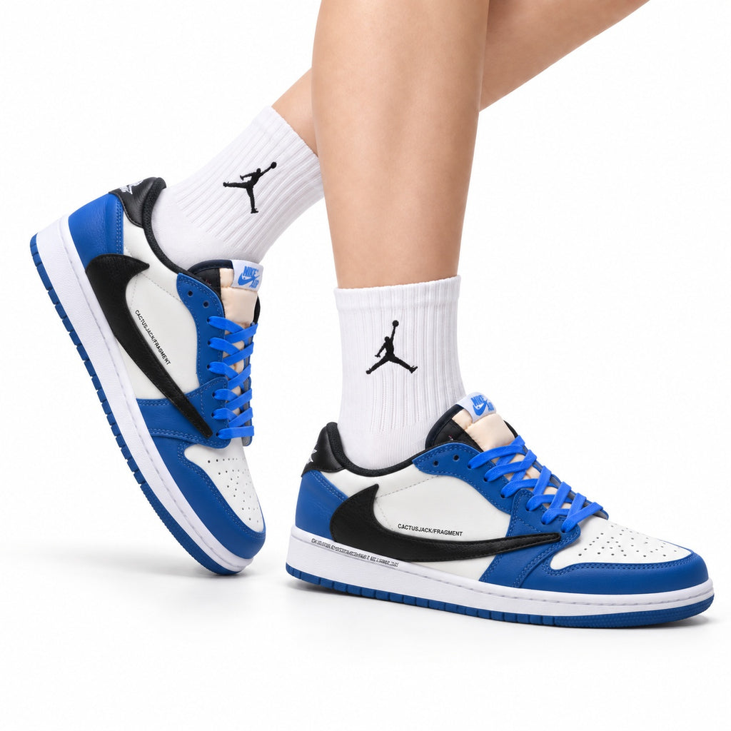 Nike Low-Top Sneakers Blue White Unisex Collaboration Edition Style 62 white background lifestyle main view
