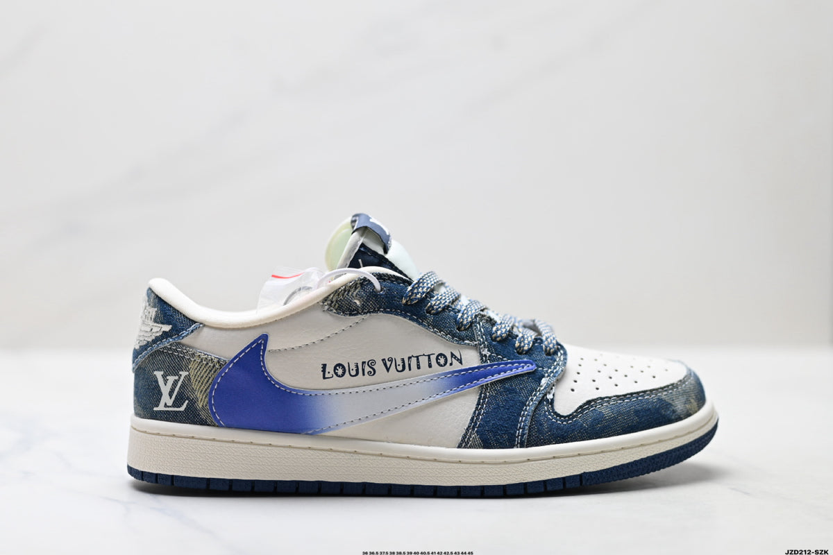 Nike Low-Top Sneakers Blue White Graphic Unisex Collaboration Edition Style 20 detail view 2