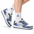 Nike Low-Top Sneakers Blue White Graphic V2 Unisex Collaboration Edition Style 22 white background lifestyle main view