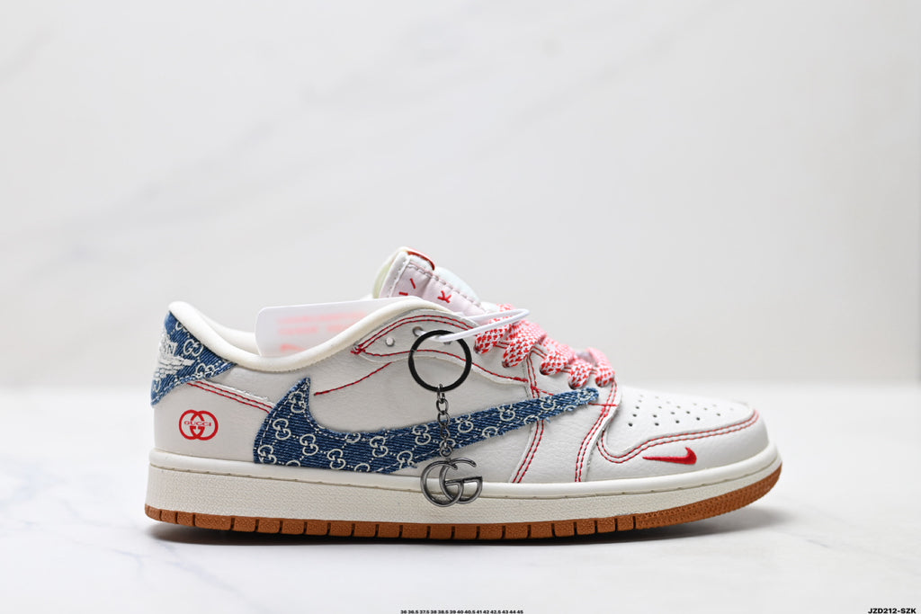 Nike Low-Top Sneakers Blue White Graphic V2 Unisex Collaboration Edition Style 22 detail view 5