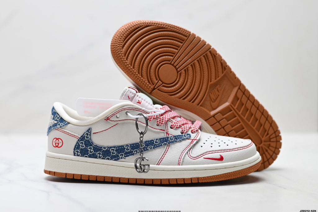Nike Low-Top Sneakers Blue White Graphic V2 Unisex Collaboration Edition Style 22 detail view 7