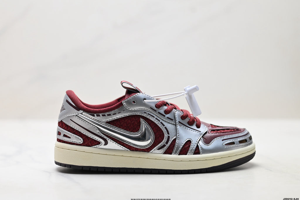 Nike Low-Top Sneakers Burgundy Silver Unisex Collaboration Edition Style 12 detail view 2
