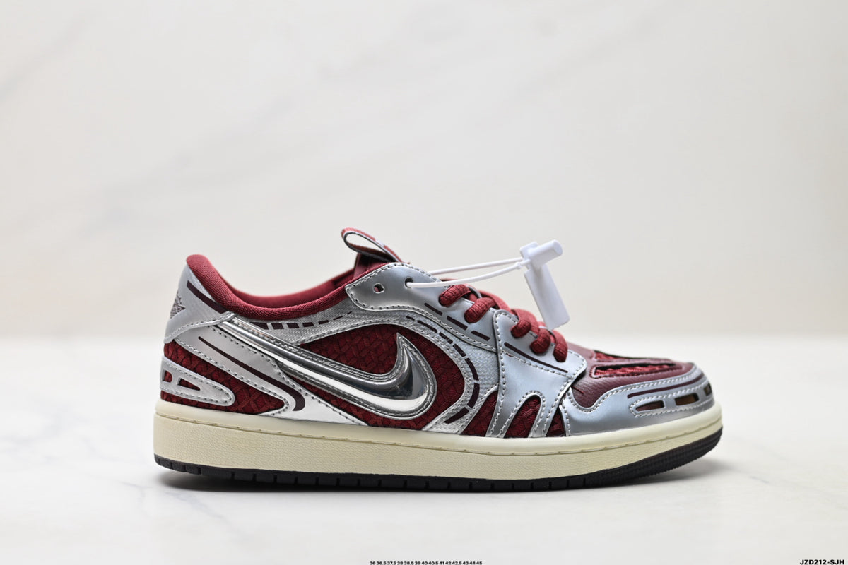 Nike Low-Top Sneakers Burgundy Silver Unisex Collaboration Edition Style 12 detail view 2