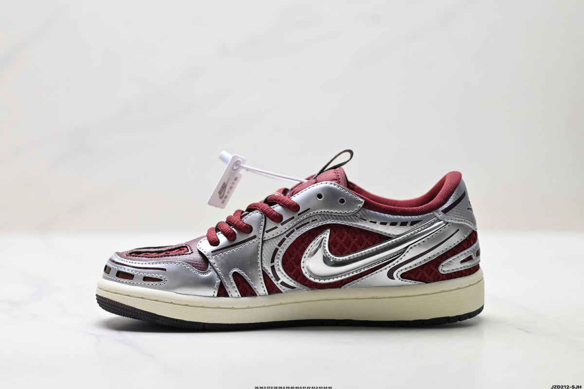 Nike Low-Top Sneakers Burgundy Silver Unisex Collaboration Edition Style 12 detail view 4
