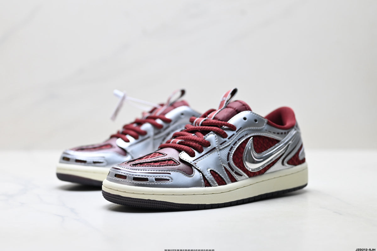 Nike Low-Top Sneakers Burgundy Silver Unisex Collaboration Edition Style 12 detail view 5