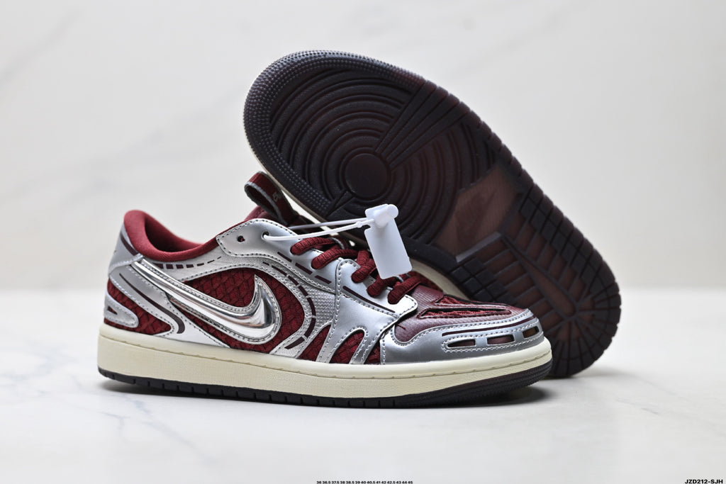 Nike Low-Top Sneakers Burgundy Silver Unisex Collaboration Edition Style 12 detail view 6