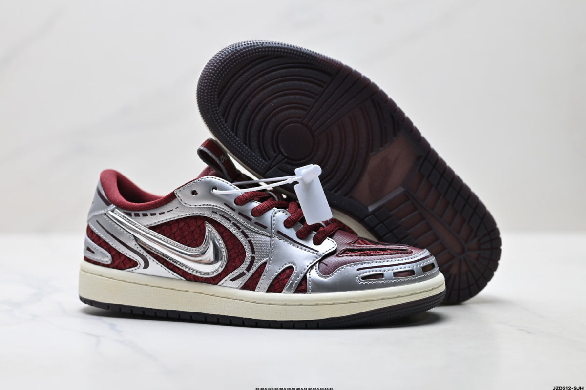 Nike Low-Top Sneakers Burgundy Silver Unisex Collaboration Edition Style 12 detail view 6