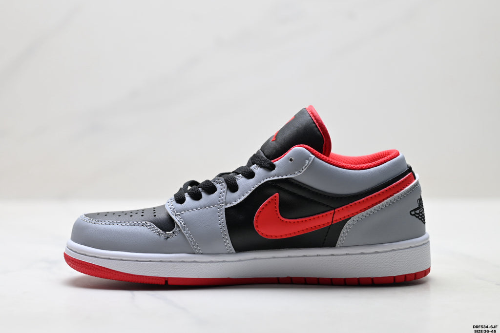 Nike Low-Top Sneakers Gray Red Black Unisex Style 10 detail view 4