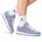 Nike Low-Top Sneakers Light Gray White Unisex Collaboration Edition Style 61 white background lifestyle main view
