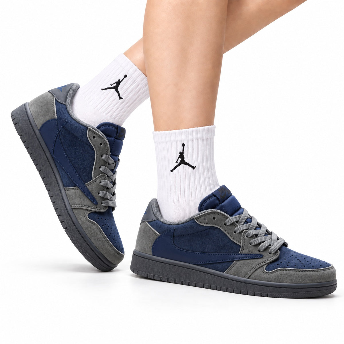 Nike Low-Top Sneakers Navy Gray Unisex Style 24 white background lifestyle main view