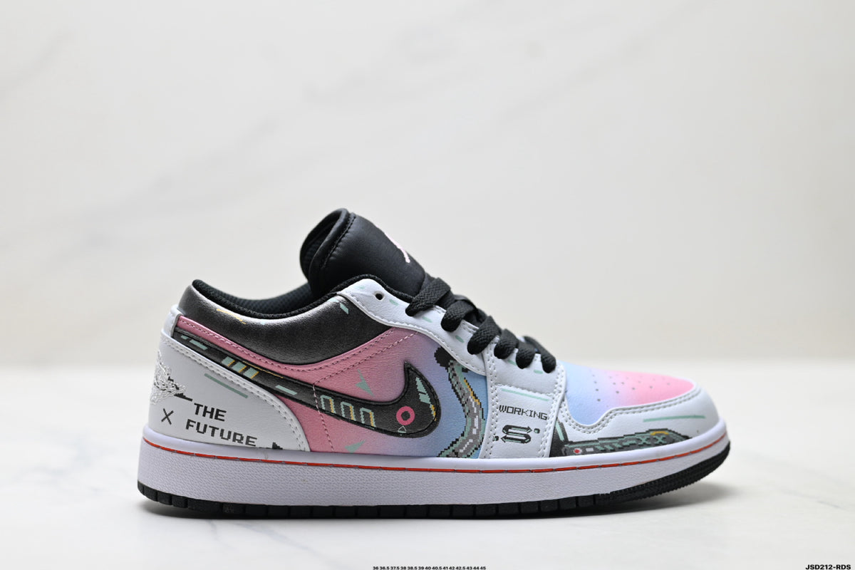 Nike Low-Top Sneakers Pink White Black Graphic Unisex Collaboration Edition Style 55 detail view 2