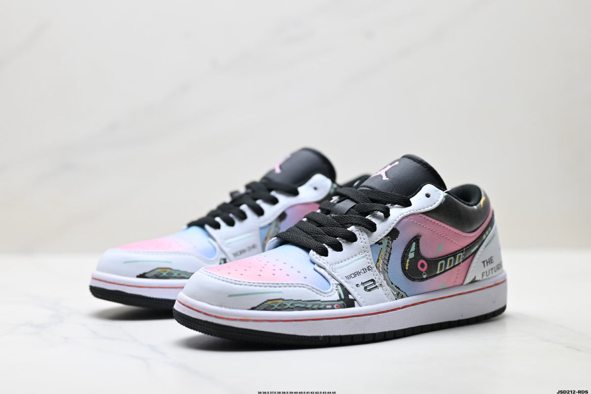 Nike Low-Top Sneakers Pink White Black Graphic Unisex Collaboration Edition Style 55 detail view 5