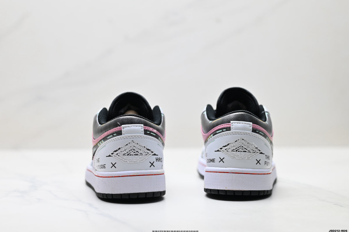 Nike Low-Top Sneakers Pink White Black Graphic Unisex Collaboration Edition Style 55 detail view 7