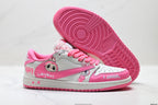 Nike Low-Top Sneakers Pink White Cartoon Unisex Collaboration Edition Style 36 detail view 6