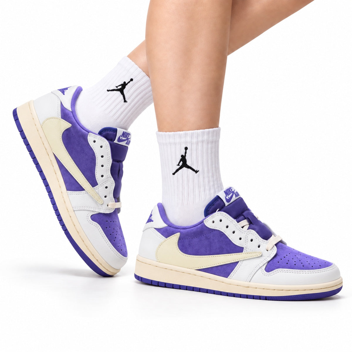 Nike Low-Top Sneakers Purple White Unisex Style 03 white background lifestyle main view