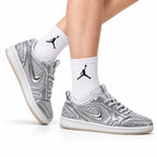 Nike Low-Top Sneakers Silver Monogram Unisex Collaboration Edition Style 11 white background lifestyle main view