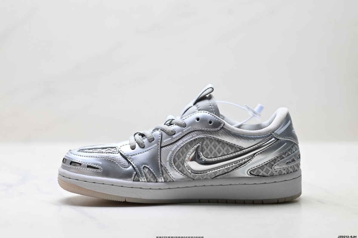 Nike Low-Top Sneakers Silver Monogram Unisex Collaboration Edition Style 11 detail view 4