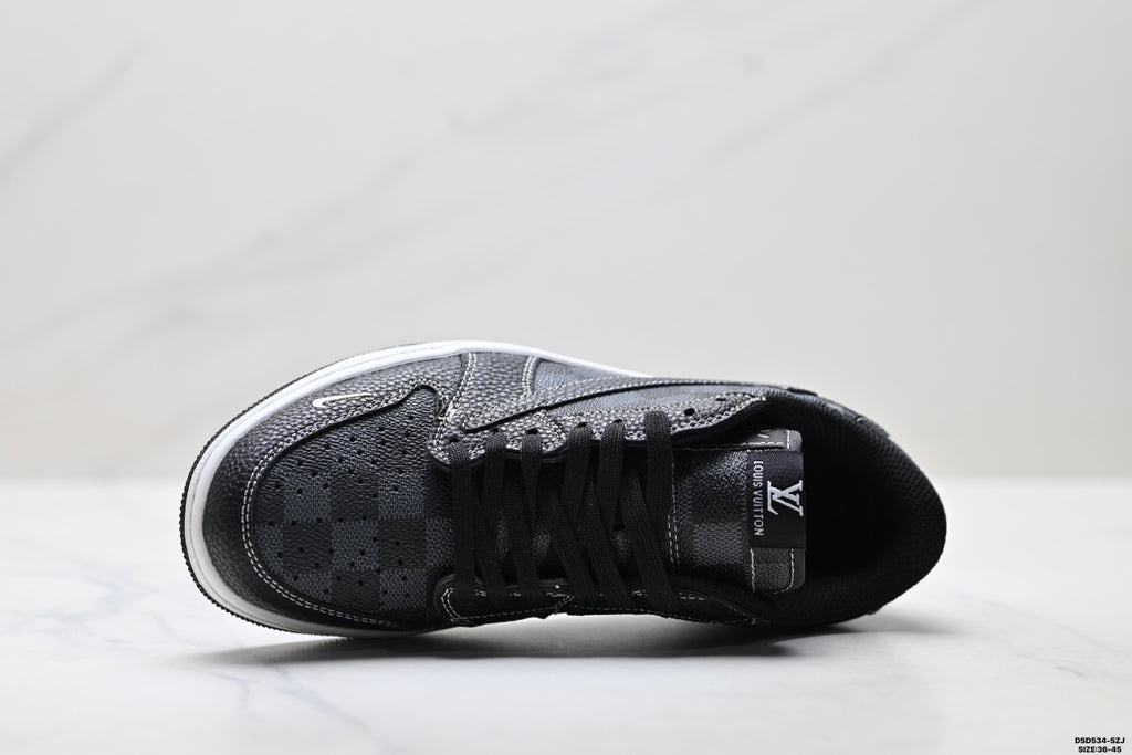 Nike Low-Top Sneakers Triple Black Monogram Unisex Collaboration Edition Style 13 detail view 3