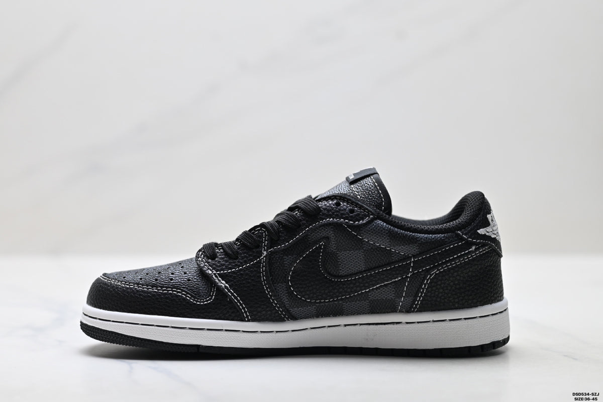Nike Low-Top Sneakers Triple Black Monogram Unisex Collaboration Edition Style 13 detail view 4