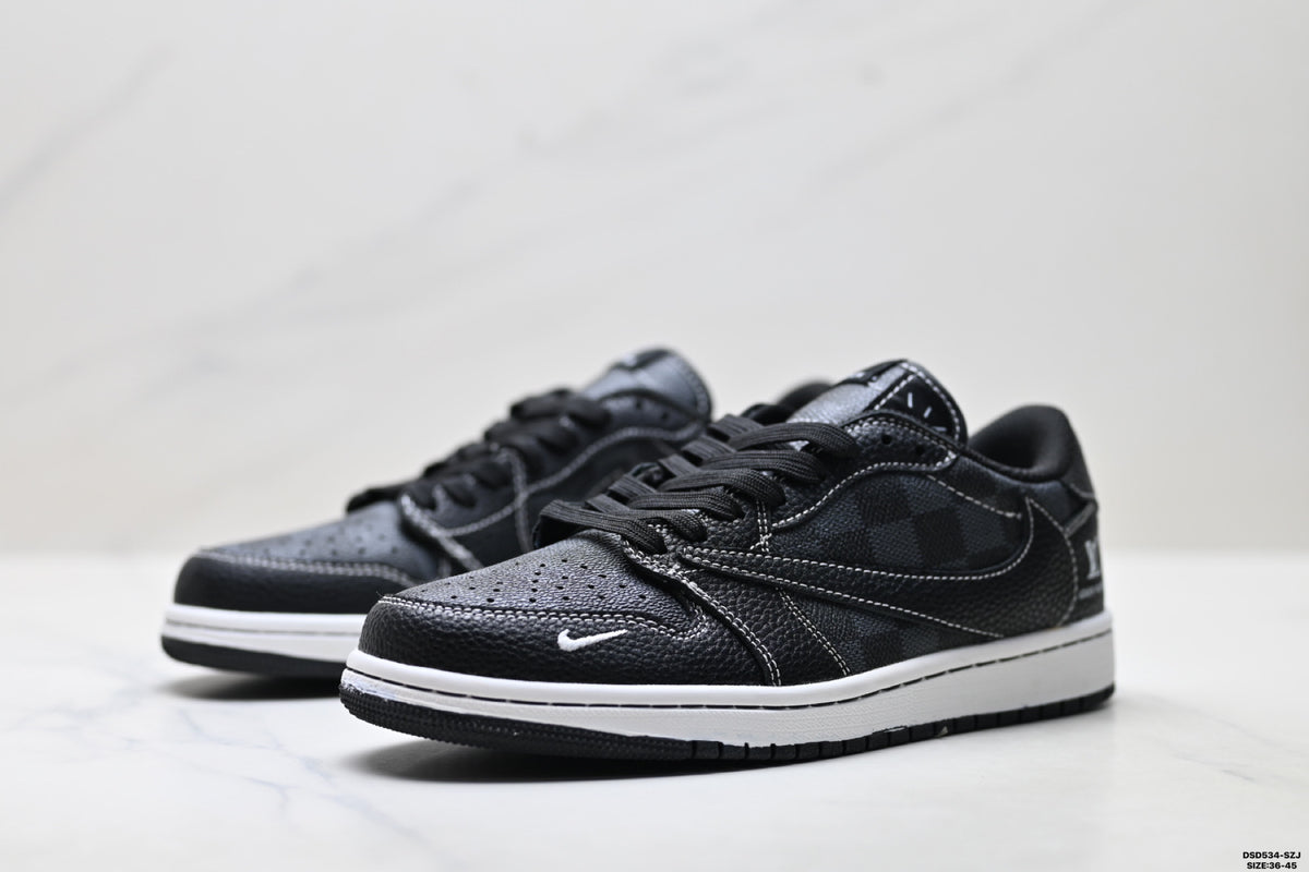 Nike Low-Top Sneakers Triple Black Monogram Unisex Collaboration Edition Style 13 detail view 5