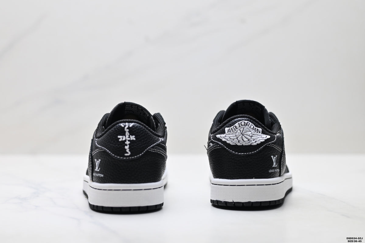 Nike Low-Top Sneakers Triple Black Monogram Unisex Collaboration Edition Style 13 detail view 7