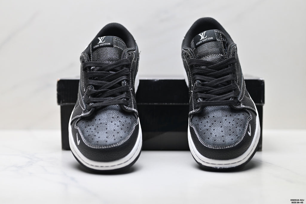 Nike Low-Top Sneakers Triple Black Monogram Unisex Collaboration Edition Style 13 detail view 8