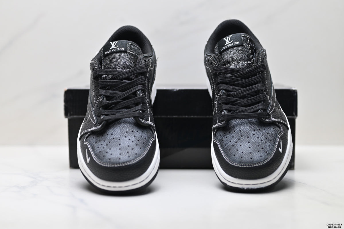 Nike Low-Top Sneakers Triple Black Monogram Unisex Collaboration Edition Style 13 detail view 8