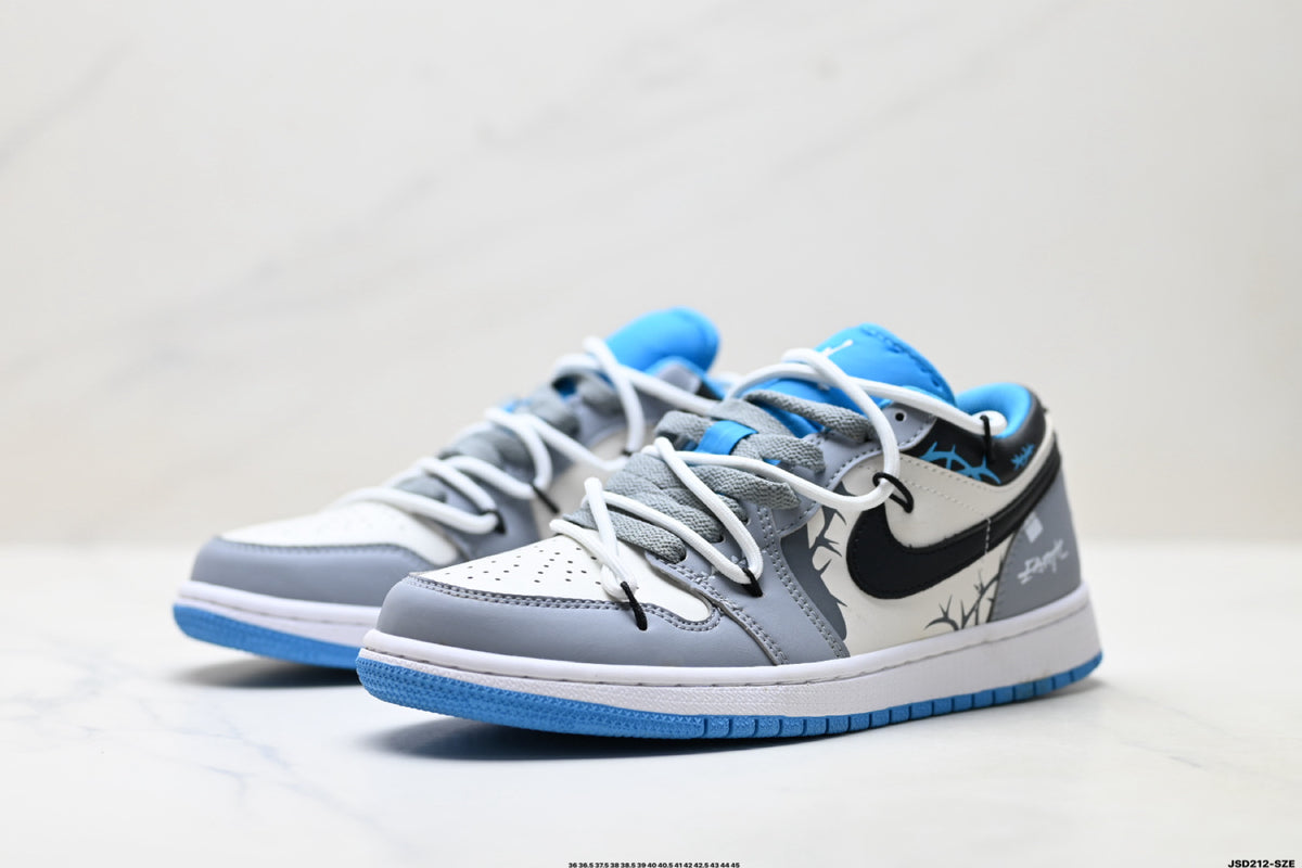 Nike Low-Top Sneakers White Black Blue Unisex Style 18 detail view 5