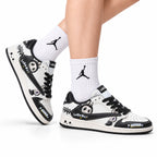 Nike Low-Top Sneakers White Black Cartoon Unisex Collaboration Edition Style 34 white background lifestyle main view