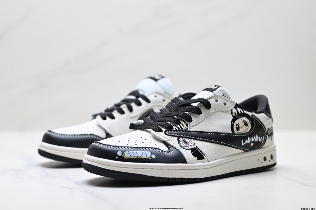 Nike Low-Top Sneakers White Black Cartoon Unisex Collaboration Edition Style 34 detail view 5