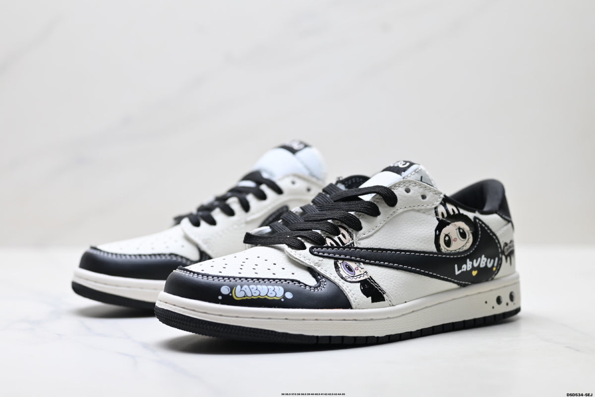 Nike Low-Top Sneakers White Black Cartoon Unisex Collaboration Edition Style 34 detail view 5