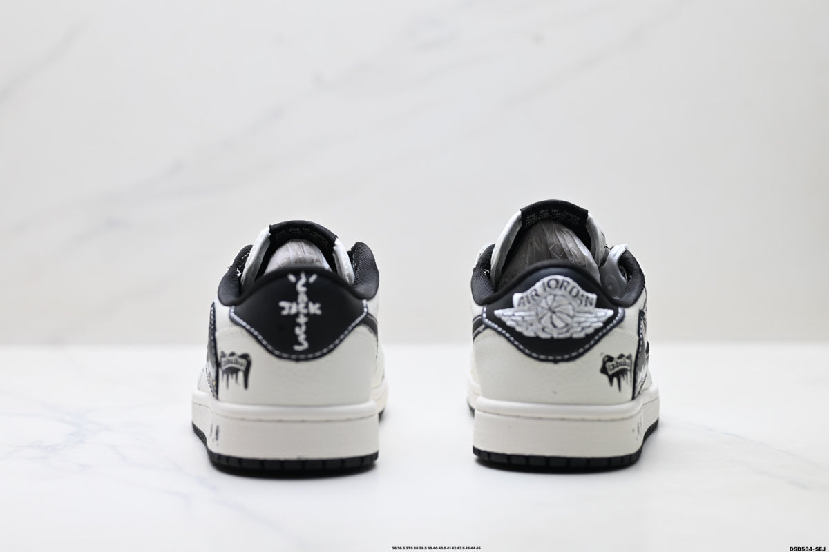 Nike Low-Top Sneakers White Black Cartoon Unisex Collaboration Edition Style 34 detail view 7