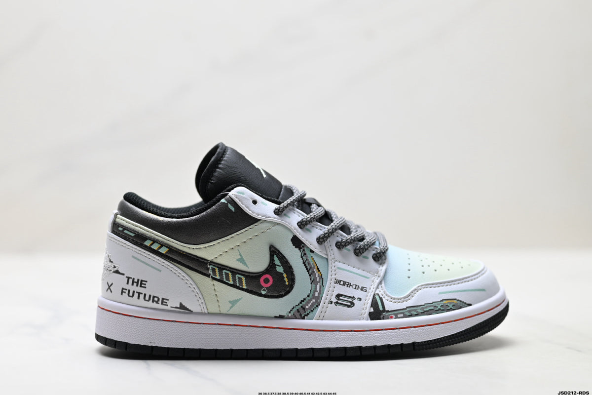 Nike Low-Top Sneakers White Black Graphic Unisex Collaboration Edition Style 54 detail view 2