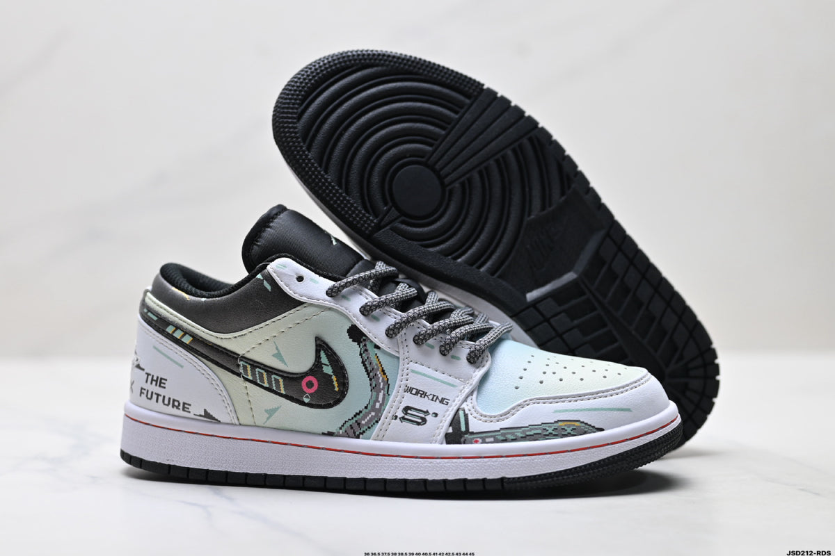 Nike Low-Top Sneakers White Black Graphic Unisex Collaboration Edition Style 54 detail view 6