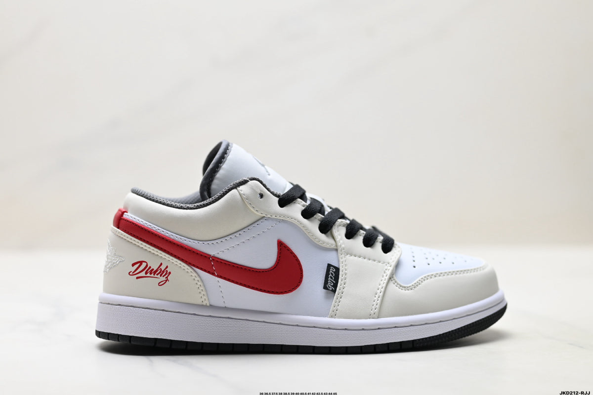 Nike Low-Top Sneakers White Black Red Unisex Collaboration Edition Style 58 detail view 2