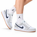 Nike Low-Top Sneakers White Gray Unisex Collaboration Edition Style 59 white background lifestyle main view