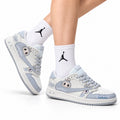 Nike Low-Top Sneakers White Gray Cartoon Unisex Collaboration Edition Style 35 white background lifestyle main view