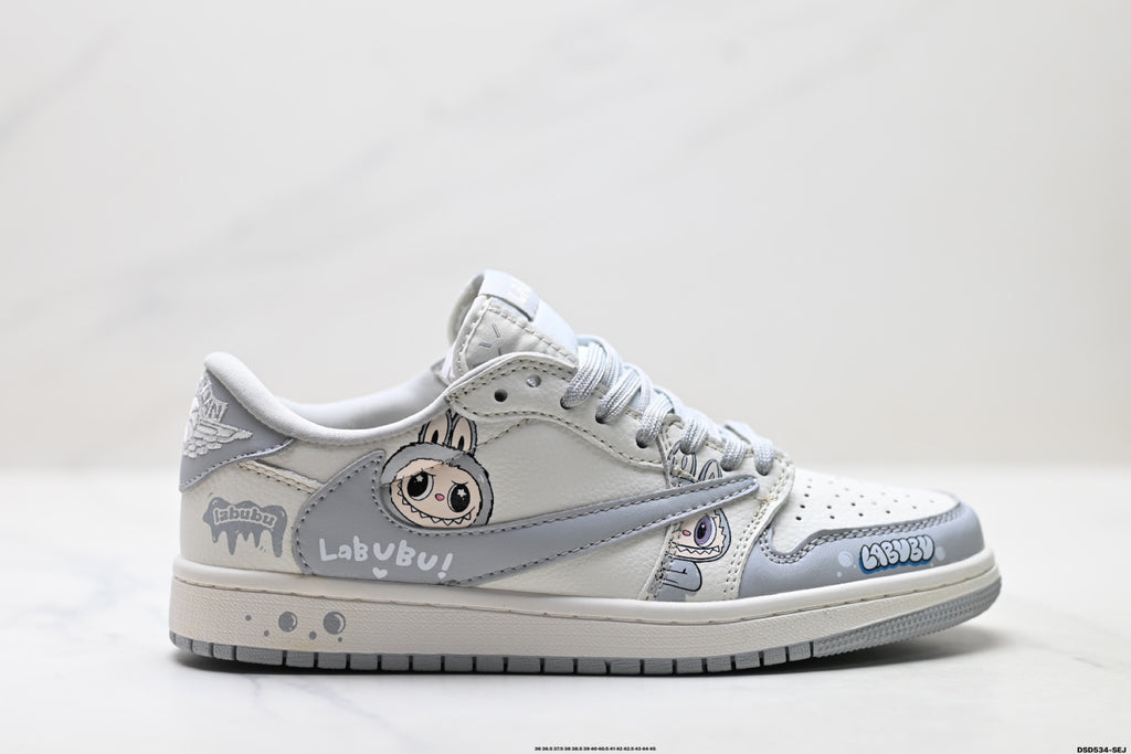 Nike Low-Top Sneakers White Gray Cartoon Unisex Collaboration Edition Style 35 detail view 2