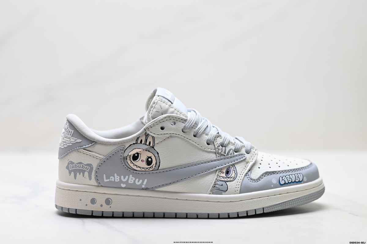 Nike Low-Top Sneakers White Gray Cartoon Unisex Collaboration Edition Style 35 detail view 2