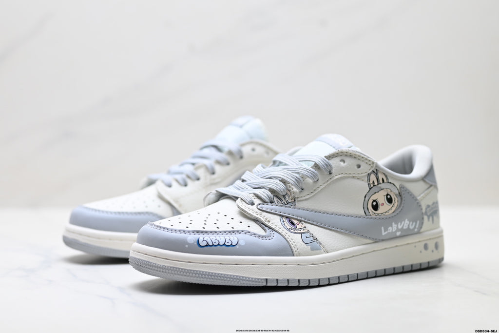 Nike Low-Top Sneakers White Gray Cartoon Unisex Collaboration Edition Style 35 detail view 5